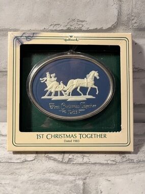 Hallmark Blue & White Oval 'First Christmas Together' Ornament 1983